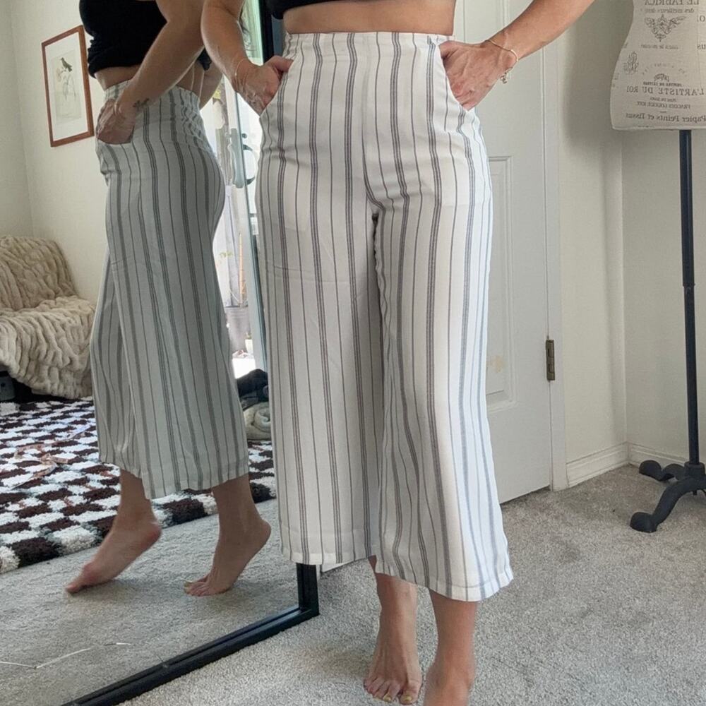 Ali & Jay Wide-leg Vertical Striped Cropped Trouser Pants Size XS